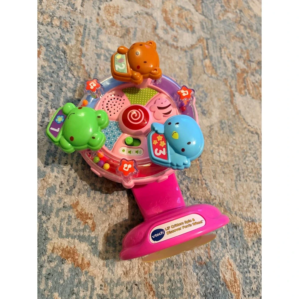 VTech Lil Critters Spin & Discover Ferris Wheel Pink Baby Tray Table Suction Toy